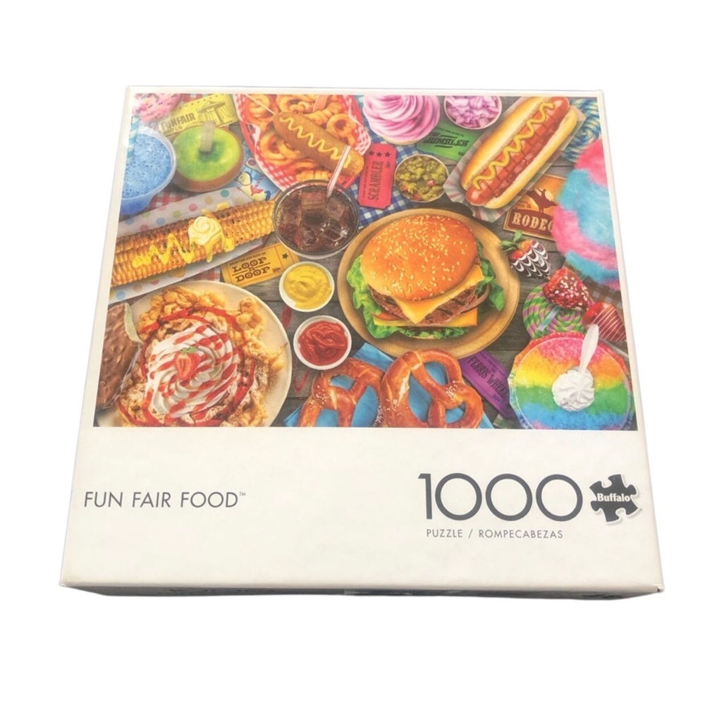 BUFFALO FUN FAIR FOOD EUC 1000 piece puzzle complete fun game night